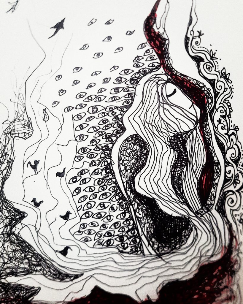 Save the Birds, drawing by Nabila Horakhsh